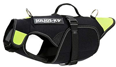 Julius-K9, IDC Multifunktionale Hundeweste 3in1, Größe: S, Schwarz und Neon