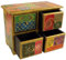 GURU SHOP Kleines Apothekerschränkchen, Schmuckkästchen, Handbemaltes Schubfachschränkchen - Modell 9, Mehrfarbig, 20x24x13 cm, Dosen, Boxen & Schatullen