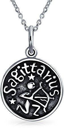 Bling Jewelry Personalisierte Sagittarius Sternzeichen Astrologie Horoskop Medaillon Anhänger Halskette Sterling Silber Individuelle Gravur