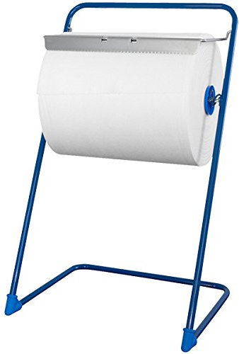 profi-x Putztuchrollenhalter mit Abrissschiene, Metall blau, für Rollen bis 400 x 500 mm, 1 Stück