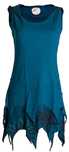 Vishes Damen Elfentunika im Lagenlook mit Zipfeln I Größe 44 I Handgefertigte Tunika aus 100% Baumwolle I Bequem & modisch für Alltag & Freizeit I Nachhaltige Alternative Bekleidung I Türkis