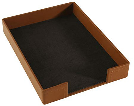 Läufer 39048 Scala Briefkorb, naturgenarbtes Rindsleder, cognac, Handgefertigt aus Echtleder in Deutschland, Briefablage aus Leder