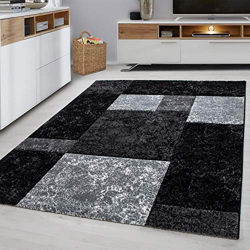 Ayyildiz Teppich-Modern Designer Teppich Konturenschnitt Marmor Optik, Polypropylen, Schwarz, 160 X 230