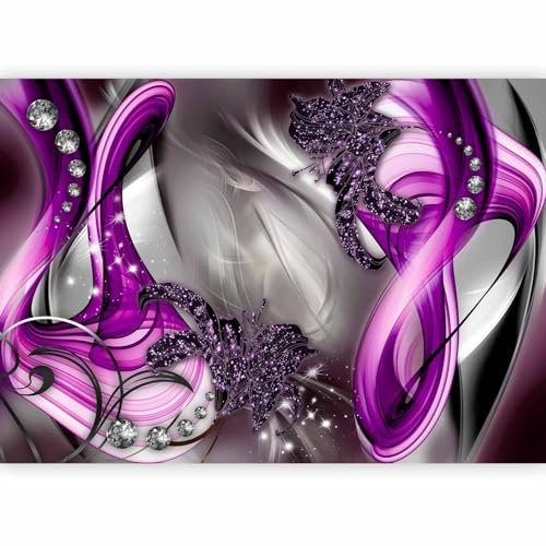 murando - Vlies Fototapete 350x256cm Foto tapete Schlafzimmer Wohnzimmer Vliestapete XXL Wandtapete Motivtapeten 3d Effekt Wand Dekoration - Blumen Abstrakt Diamant Violett Grau Blitz a-A-0221-a-d