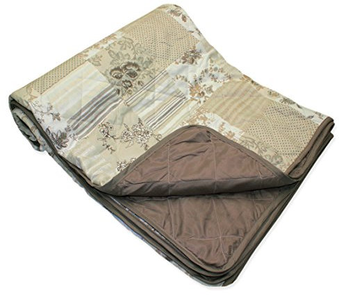 Haus und Deko Tagesdecke Patchwork ca. 220x240 cm Sofaüberwurf Couchschoner Überwurf Decke Kuscheldecke erdtöne
