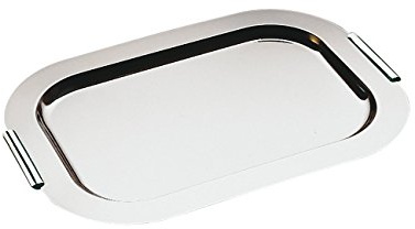 APS 1712 Tablett Finesse, 44 x 31 cm, Höhe 1,5 cm, 18/0 Edelstahl, verchromte Messing-Griffe, spülmaschinengeeignet, Made in Germany