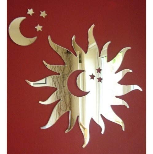 Sonne Spiegel mit Mond und Sterne 28 cm x 28 cm