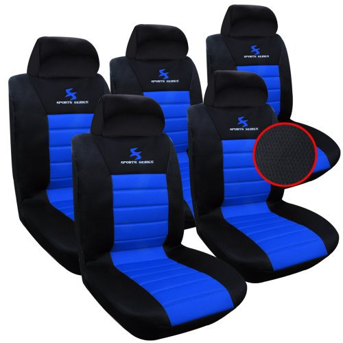 WOLTU 5er Sitzbezüge Auto Einzelsitzbezug universal Größe, Komplettset, blau