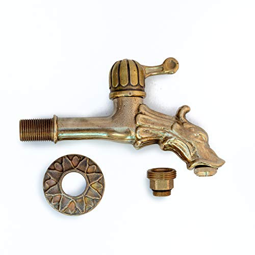 Antikas - Wasserhahn Drache Messing - Wasserspeier Drehgriff Wasserhahn für Gartenbrunnen