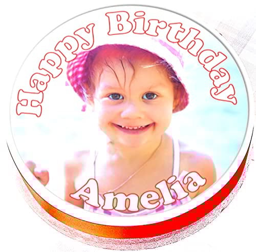 Your Own Photo + Message Personalised Cake Topper - Edible Wafer 7.5 / 19cm Round Pre-cut