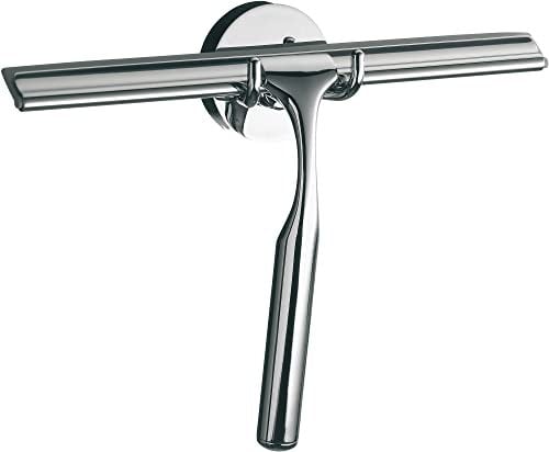 Emco SYSTEM2 Duschwischer mit Halterung, Duschabzieher aus Metall zur Wandmontage, stilvoller Glasabzieher für eine streifenfreie Dusche, chromfarben, Chrom