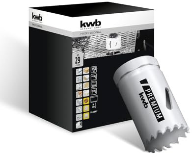kwb HSS Bi-Metall-Lochsäge Ø 29 mm, 8% kobaltlegiert mit progressiver Vario-Zahnung und hoher Präzision für den vielseitigen Einsatz