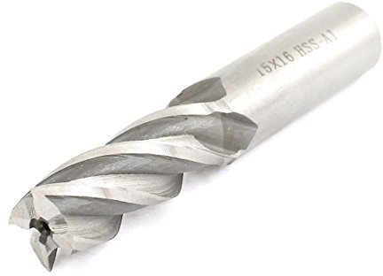 sourcing map Helical Groove 4 Flute High Speed Stahl Cutter Schaftfräser 15 mm x 16 mm de
