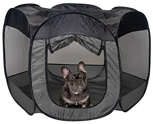 Furhaven Pop Up Playpen Pet Tent Playground - Gray, Large