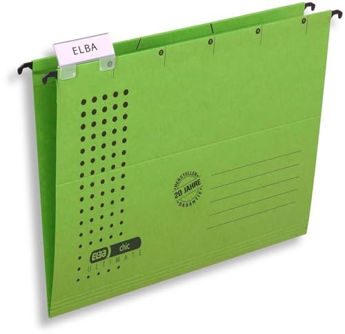 ELBA Hängemappe chic für A4, aus Karton, seitlich offen, grün, 5er Pack