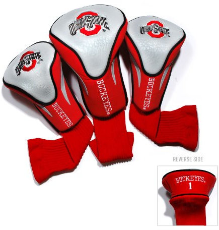 Team Golf NCAA Ohio State Buckeyes Contour Golfschlägerhauben (3 Stück) nummeriert 1, 3 und X, passend für übergroße Fahrer, Utility, Rescue & Fairway-Schläger, Velours gefüttert für zusätzlichen