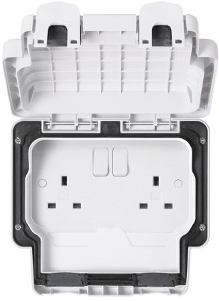 MK Masterseal Plus K56482WHI 13 amp 2-Gang Switched Socket