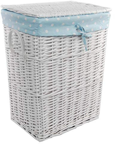 DVier Wäschekorb, Weide weiß blau 40x30 H.54 23WRt-b