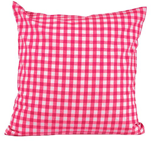 Hans-Textil-Shop Kissenbezug Karo 1x1 cm Reißverschluss - Kissenhülle, Kissen, Sofakissen, Kopfkissen, Dekokissen, Landhaus, Karomuster, Kariert (Pink, 40x40 cm)