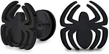 Schwarze Witwe Spinne Insekt Faux Fake Betrüger Illusion Stecker Piercing Ohrringe Chirurgenstahl 16G Stecker Ohrringe Für Männer Für Frauen