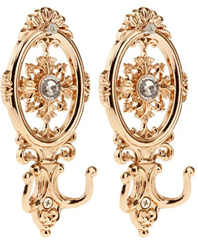 Cutefly 2 Vintage-Silber Oval Raffhalter Vorhang Aufhänger Zugband Wandhaken Halter, Gold
