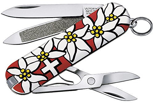 Victorinox, Taschenmesser, klein, Classic, 58 mm, Edelweiss (7 Funktionen, Klinge, Nagelfeile, Nagelreiniger, Schere)