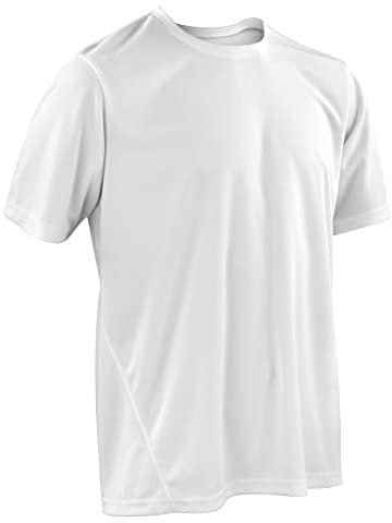 Spiro Mens Quick Dry Sports Short Sleeve Performance T Shirt (L) (White)
