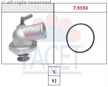 FACET 7.8174 Thermostat Kühlmittel Kühlwasserthermostat 92°C Kompatibel mit OPEL ZAFIRA B A05 1338003 KW 580 174 9129907