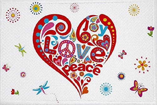 U24 Aufnäher Peace Motiv Nr. 12 Peaceherz weiß Fahne Flagge Aufbügler Patch 9 x 6 cm