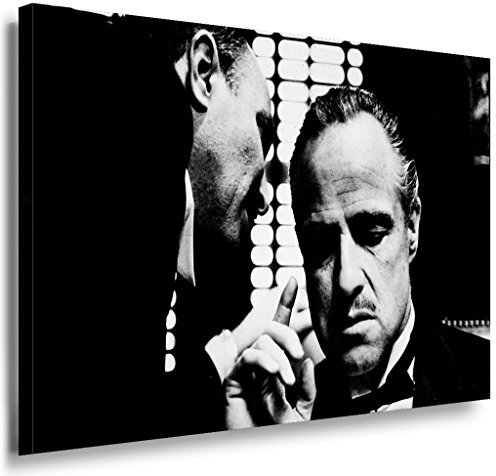 LaraArt Bilder Godfather Leinwandbild LaraArt Bilder Schwarz Weiß Kunstdruck Wandbild 120 x 80 cm