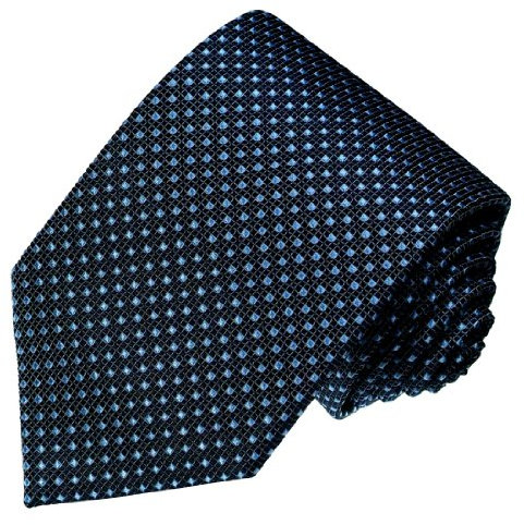 Lorenzo Cana - Luxus Krawatte aus 100% Seide - Blau Taubenblau Punkte Silk Schlips - 84190