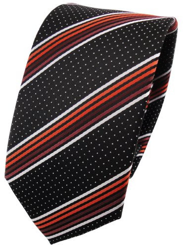 TigerTie - schmale Designer Krawatte in orange braun silberweiss schwarz gestreift