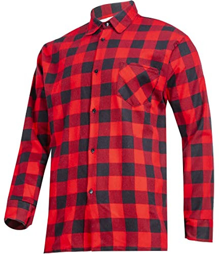 Lahti Pro Chemise de travail style bûcheron en flanelle, 100% coton, carreaux - Certifié CE/EN 340, rouge, LPKF1L