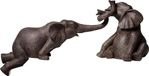 Kare Design Deko Figur Elefant Zirkus (2er Set), Schwarz/Braun, Dekoration für Sideboards/Kommoden/Regale, Accessoire, Deko Objekt, 22x54x18cm (H/B/T)