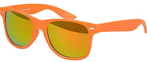 Balinco Lunettes de soleil UV400 CAT 3 CE Rubber - avec charnière à ressort pour femmes & hommes (orange - rouge/orange miroité)