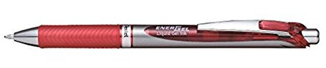 Pentel 6 Kugelschreiber EnerGel einziehbar, Spitze Metall 1 mm rot bl80-b