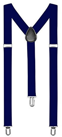 Boolavard Hosenträger Herren Damen Hosen Träger Y Form Style Clips Schmal Neon Bunt Farbig (7. Dunkelblau)