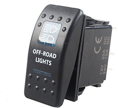 Mintice 12V 20A LED Azul Interruptor de Palanca Basculante Luz Impermeable Interruptor de Botón Pulsador Conmutador Coche 5 Pines Off Road Light