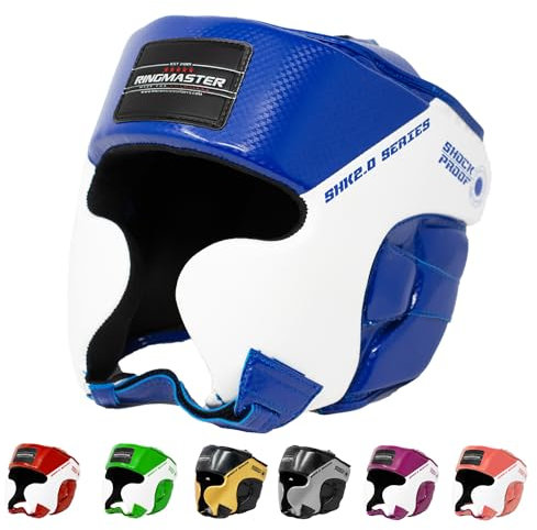 RingMasterUK Casque d’arts martiaux pour enfants Boxe MMA kickboxing, Enfant, bleu, XS