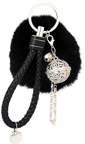 Ularma Elegant Plüsch Ball Schlüsselanhänger Weich Keychain Handtaschenanhänger Dekor (schwarz)