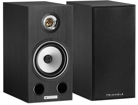 Triangle - Enceintes Bibliothèques Hi-FI Comète EZ - Puissance Admissible 80W - Rendement 89 DB/W/m – Polyvalente Musique et Home-Cinéma - 200 x 400 x 324 mm - Noir Cendré (Paire)