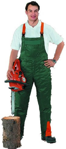 Forstschutzlatzhose, Forst Latzhose, EN 381, grün/orange, Gr. 50
