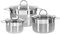 GRÄWE Kochtöpfe inkl. Glasdeckel, 3er Topf-Set, Ø 16 cm (1,5 Liter), Ø 20 cm (3 Liter), Ø 24 cm (5 Liter), Spülmaschinengeeignet, Töpfe für Induktion, Edelstahl, Serie Pro-Line