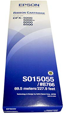Epson SIDM Black Farbbandkassette für Dfx-/+/8000/8500 (C13S015055) – LQ-Band (schwarz, 9 Pin, DFX DFX dfx-8000 dfx-8500, 420 g, 509 x 145 x 35) Nicht