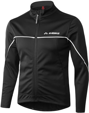 INBIKE Veste Cyclisme Pour VTT Velo Homme Hiver Vestes Thermique Imperméable Coupe-vent Sportwear(Noir&Argent,XXL)