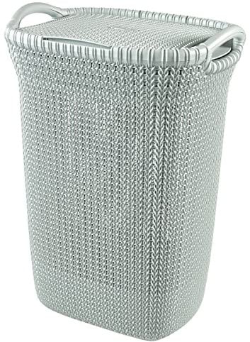Curver Knit 57 Litre Laundry Hamper, Misty Blue, 45 x 34 x 61.5 cm