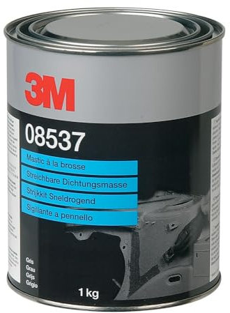 3M 08537 Mastic à la Brosse avec Pinceau Plat en Nylon 8540 Gris 1 l