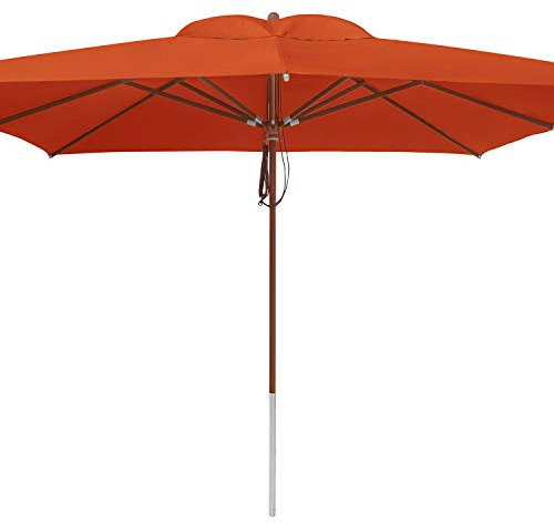 anndora Sonnenschirm 4 x 4 m eckig Holz Gestänge - Farbauswahl (Terracotta)