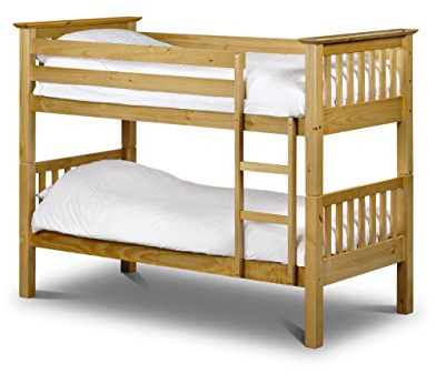 Julian Bowen Barcelona Bunk Bed, Single, Solid Pine - H159 x W107 x D209cm | Modern Kids Bed with Ladder, 90cm/3ft, Ideal for Kids & Guest Rooms, Wooden Bunkbed, No Box Spring Needed