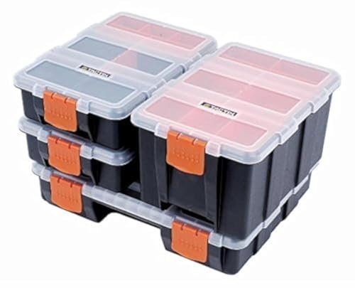 Tactix 320020 Hardware & Parts Organizers, 4 Piece Set, Black/Orange